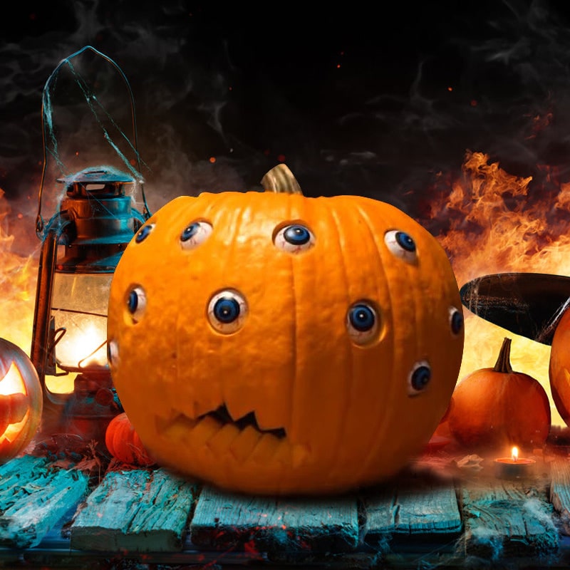 Kids' Halloween Animated Pumpkin Decorations with Moving Eyeballs for Scary Party Prop - Image 1