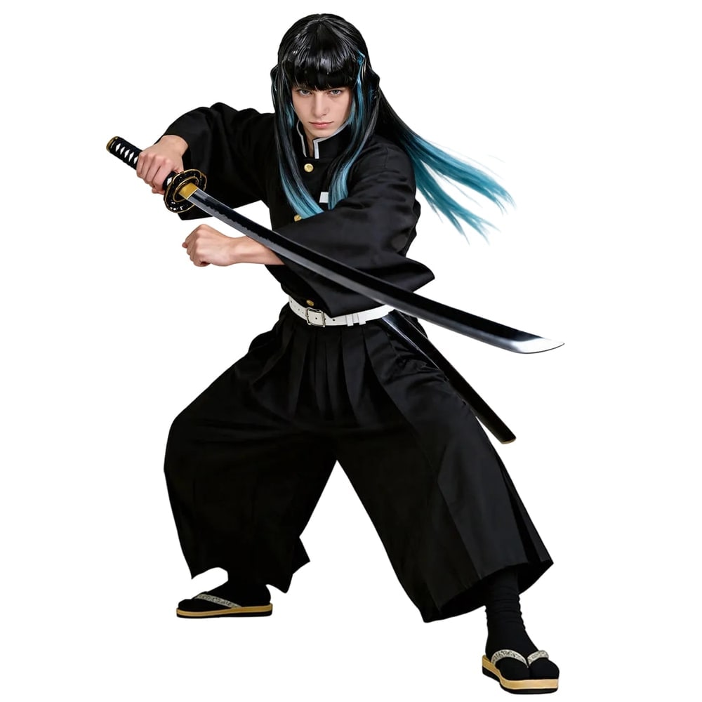 Kids' Halloween Anime Cosplay Costume Outfit with High Collar Jacket and Wide Leg Pants - Image 1