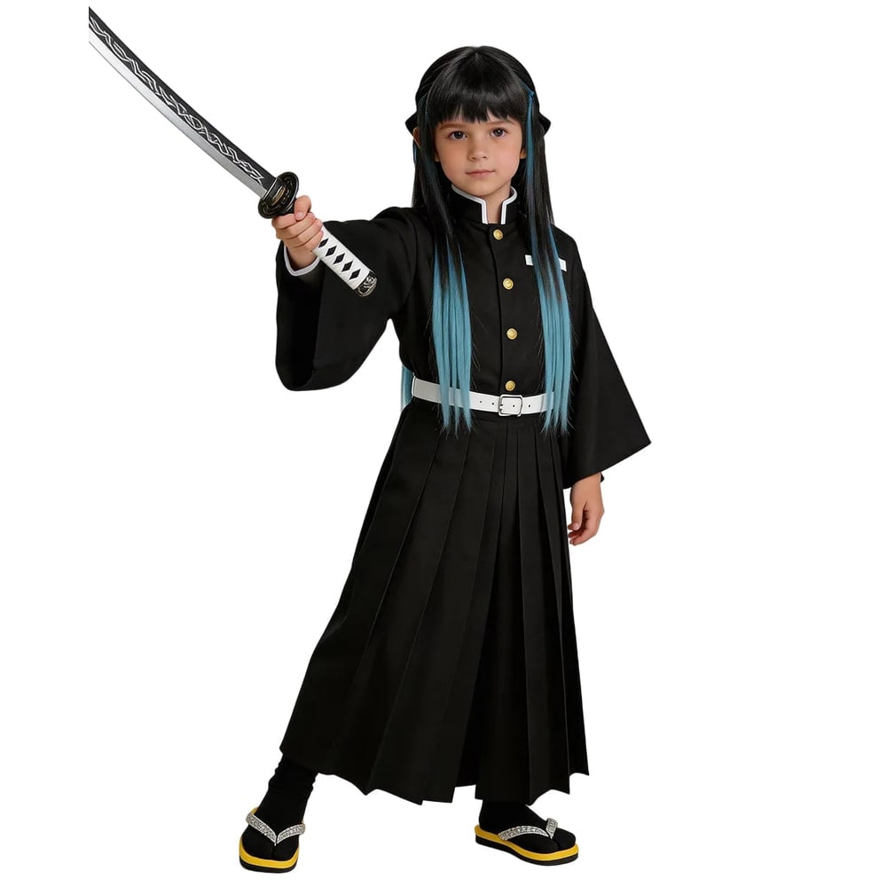 Kids' Halloween Anime Cosplay Costume Outfit with High Collar Jacket and Wide Leg Pants - Image 2