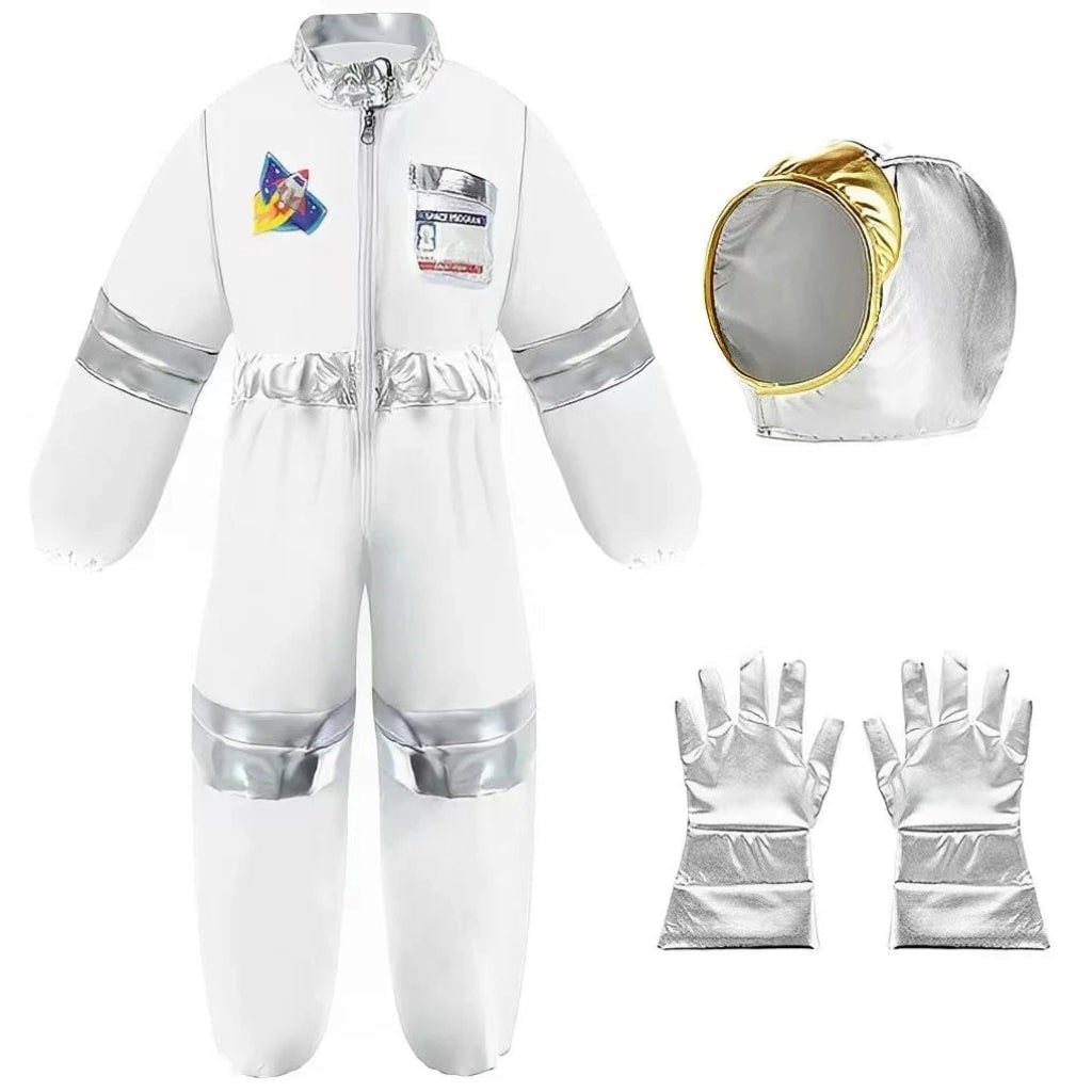 Kids' Halloween Astronaut Costume with Space Alien Jumpsuit Helmet and Gloves - Image 2