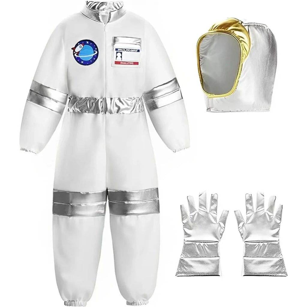 Kids' Halloween Astronaut Costume with Space Alien Jumpsuit Helmet and Gloves - Image 5