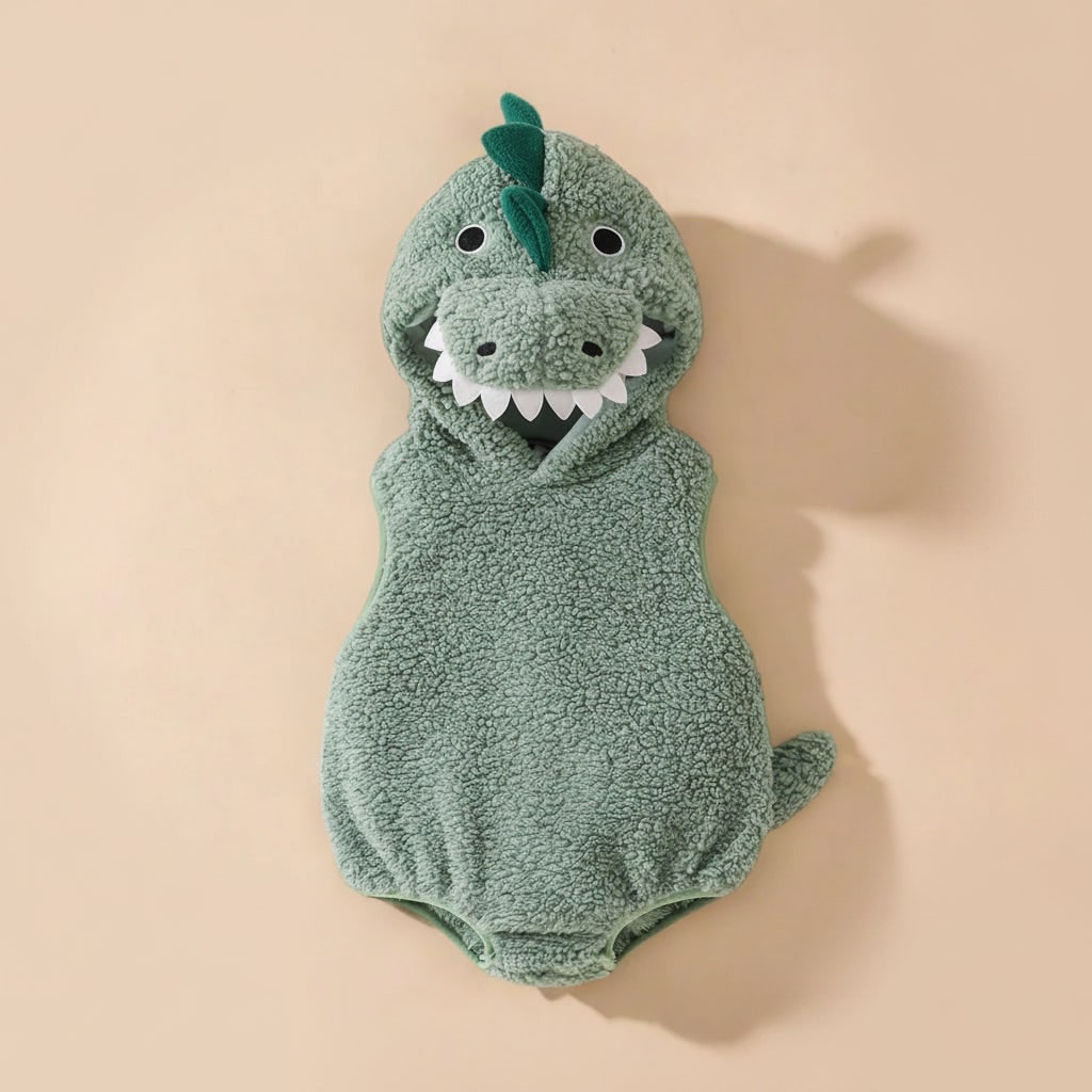 Kids' Halloween Baby T Rex Dinosaur Costume Hooded Romper for Infant and Toddler - Image 2