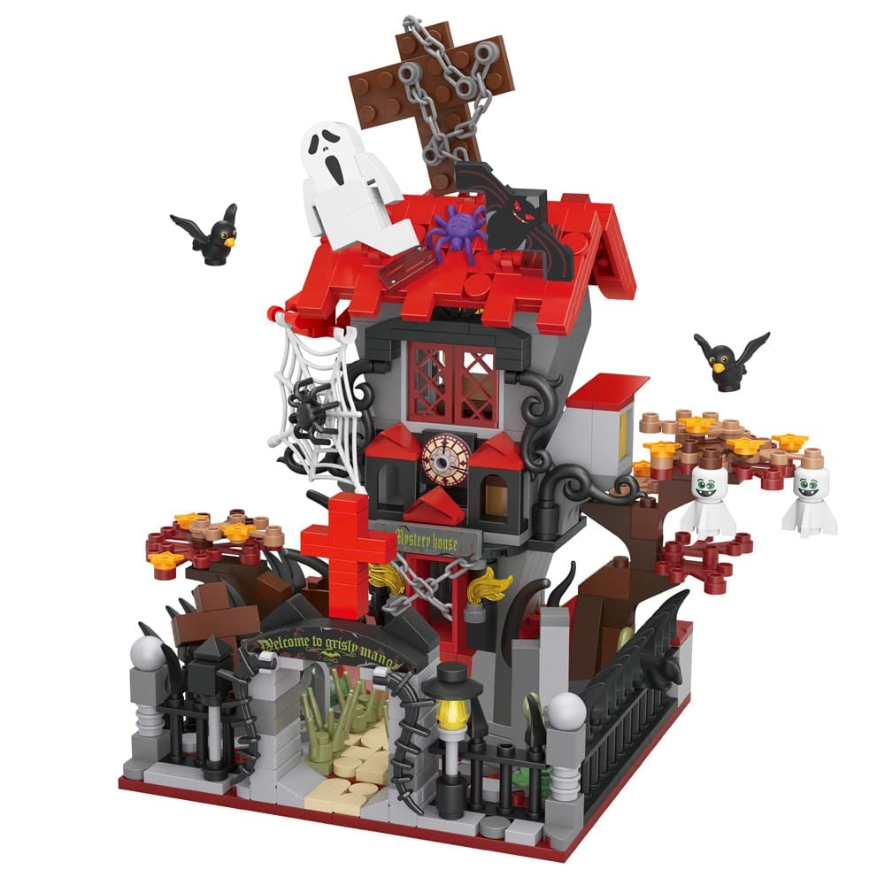 Kids' Halloween Building Blocks and Toy Construction Set with Spooky Cabin for Wooden Play - Image 9