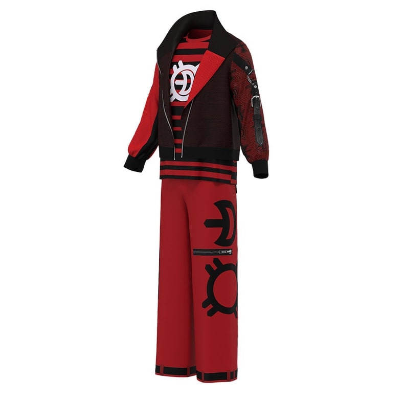 Kids' Halloween Cosplay Costume Set with Striped Shirt and Zip Jacket - Image 4