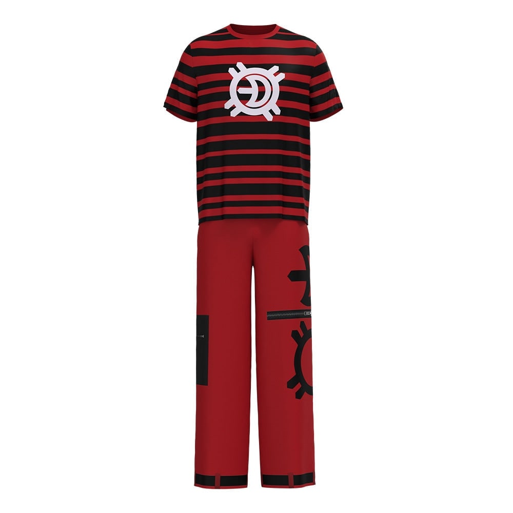 Kids' Halloween Cosplay Costume Set with Striped Shirt and Zip Jacket - Image 8