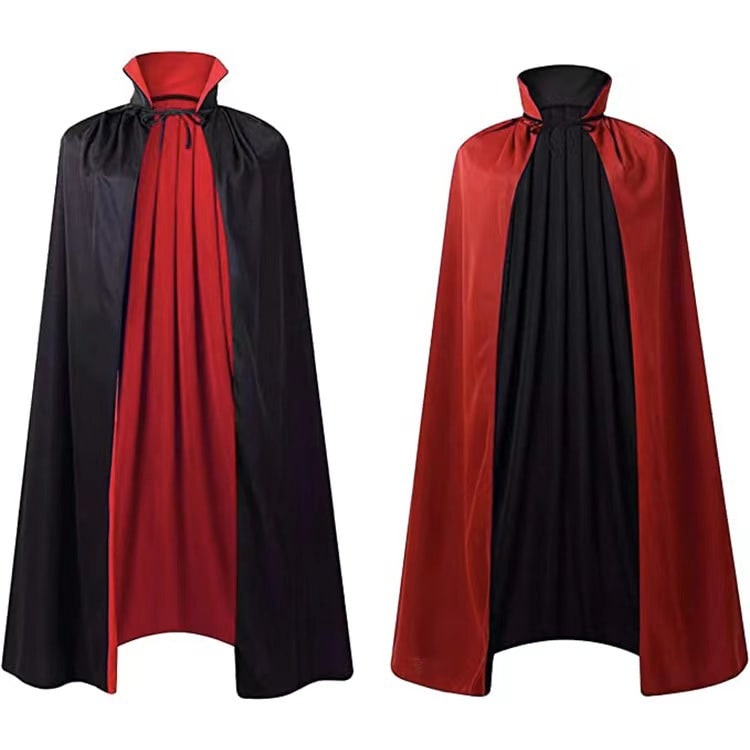 Kids''' Halloween Costume Cape with Hooded Reversible Satin Design and Ribbon Tie for Witch Party Dress-Up - Image 1