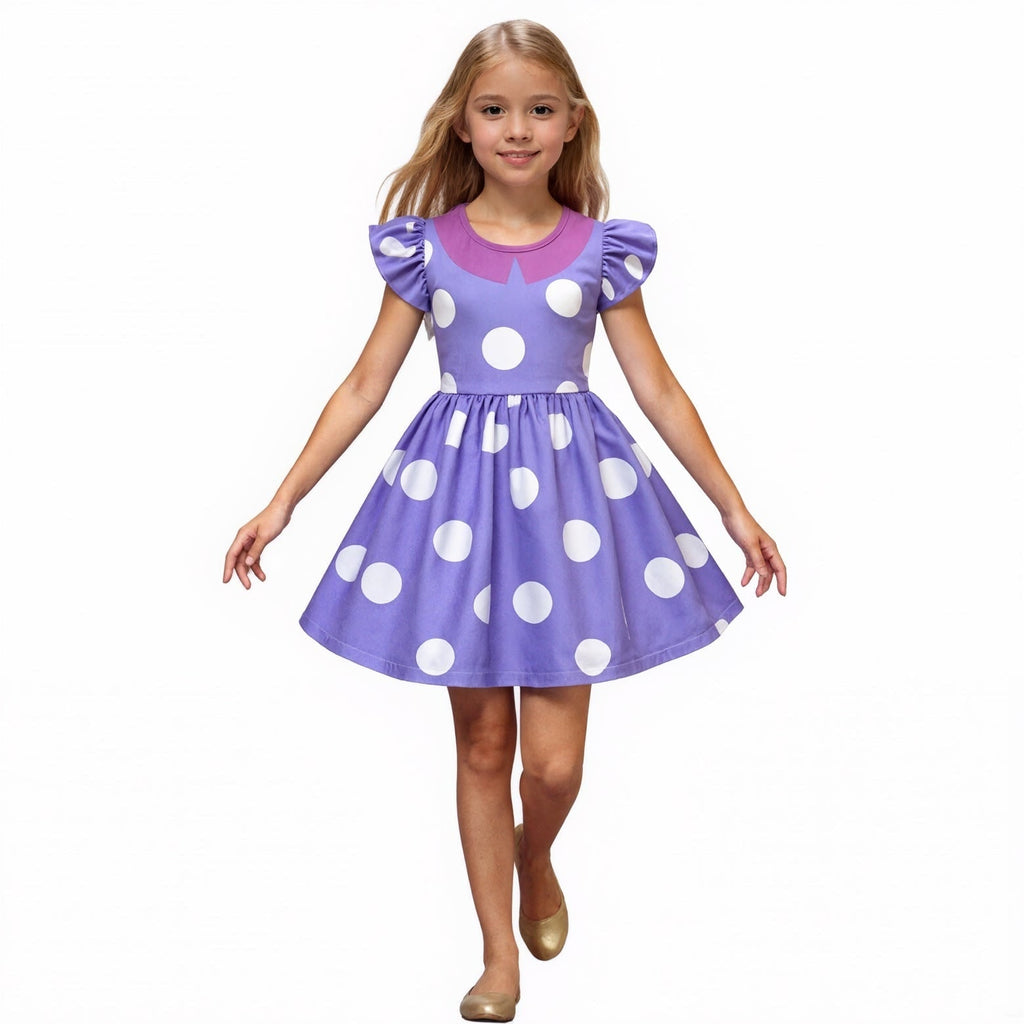 Kids' Halloween Costume with Polka Dot Pattern Ruffled Sleeves for Party Cosplay Dress - Image 1