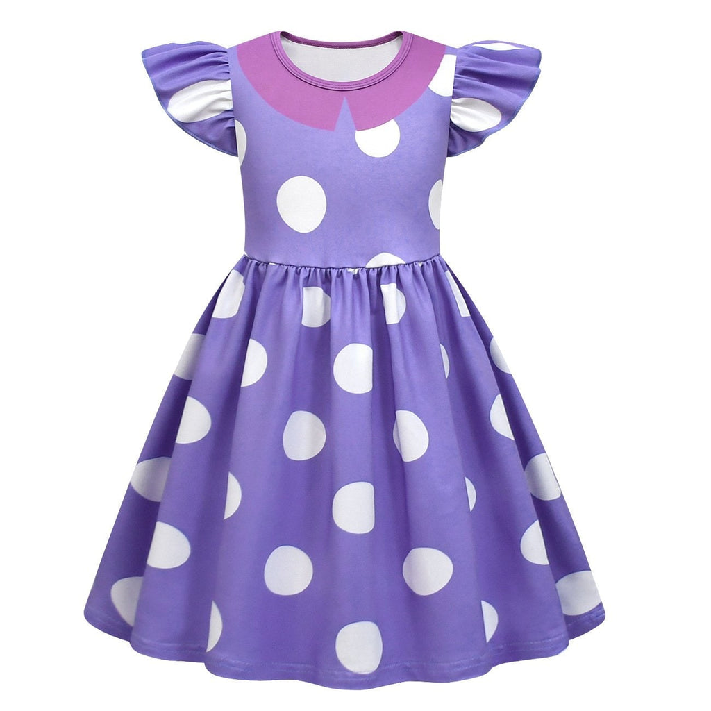Kids' Halloween Costume with Polka Dot Pattern Ruffled Sleeves for Party Cosplay Dress - Image 3
