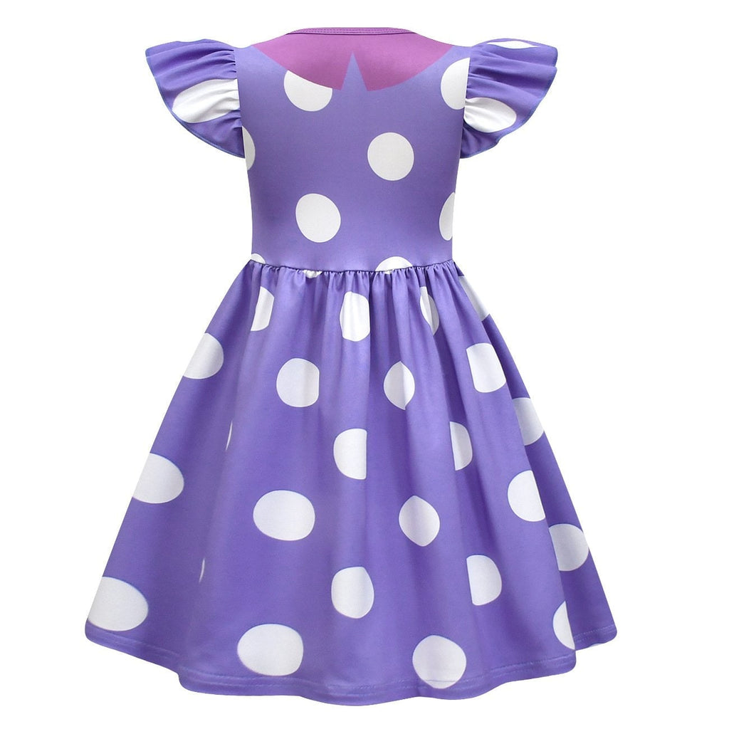 Kids' Halloween Costume with Polka Dot Pattern Ruffled Sleeves for Party Cosplay Dress - Image 4
