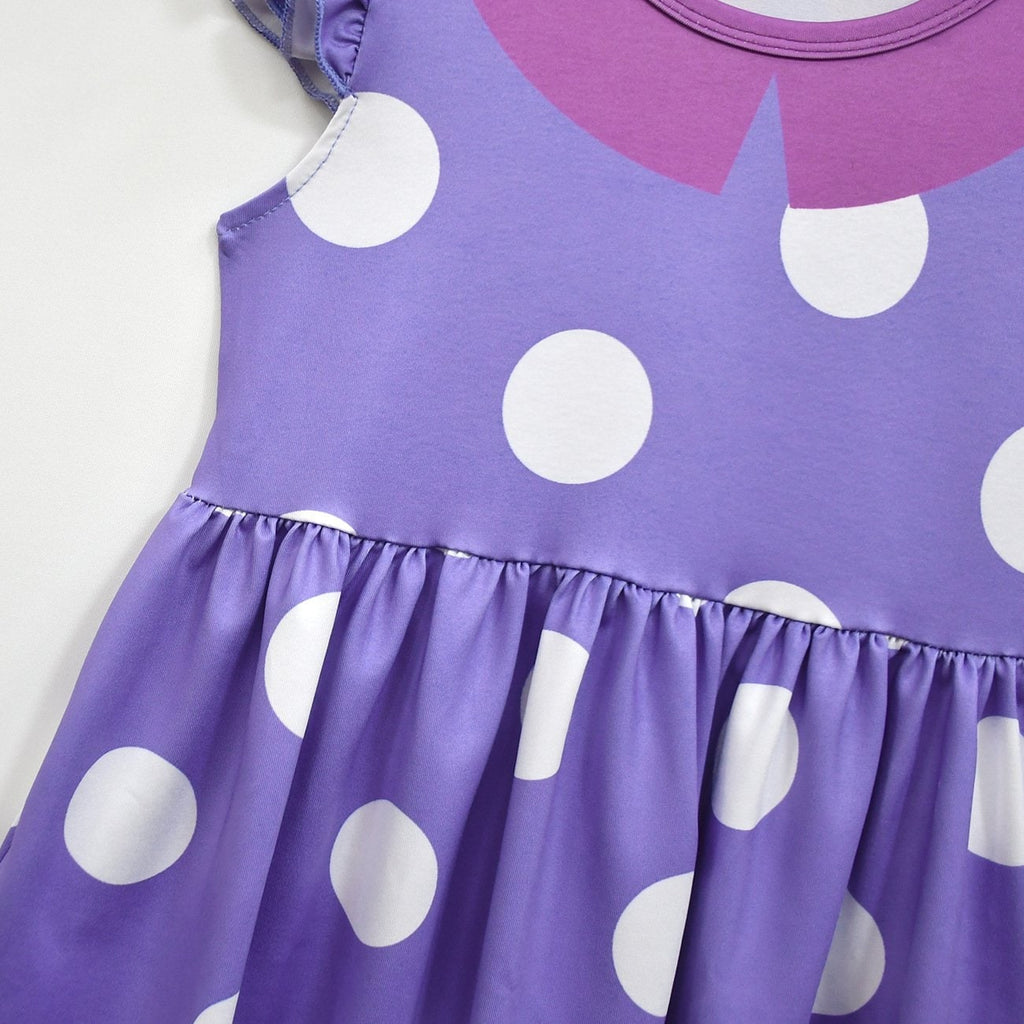Kids' Halloween Costume with Polka Dot Pattern Ruffled Sleeves for Party Cosplay Dress - Image 7