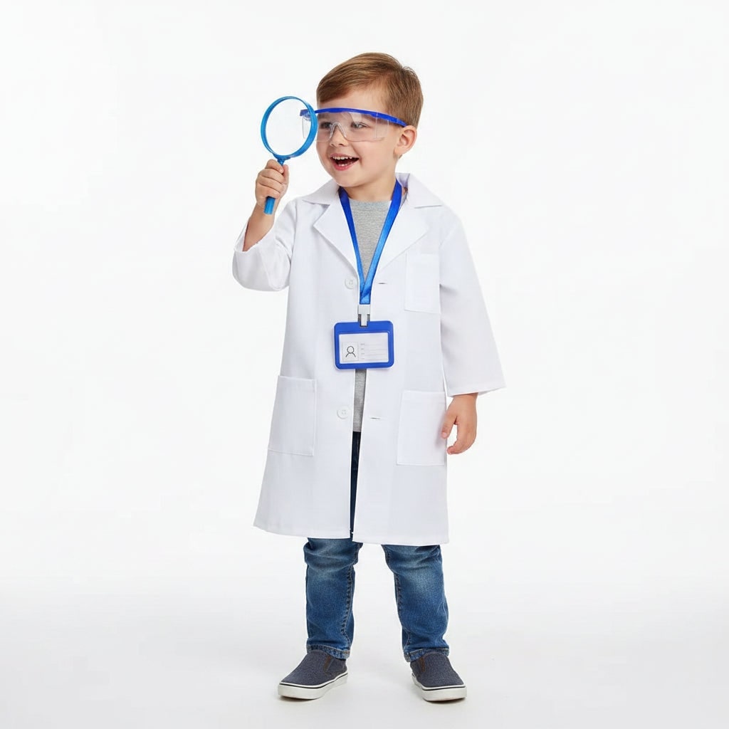 Kids' Halloween Doctor Costume Medical White Coat Set Dress - Image 1