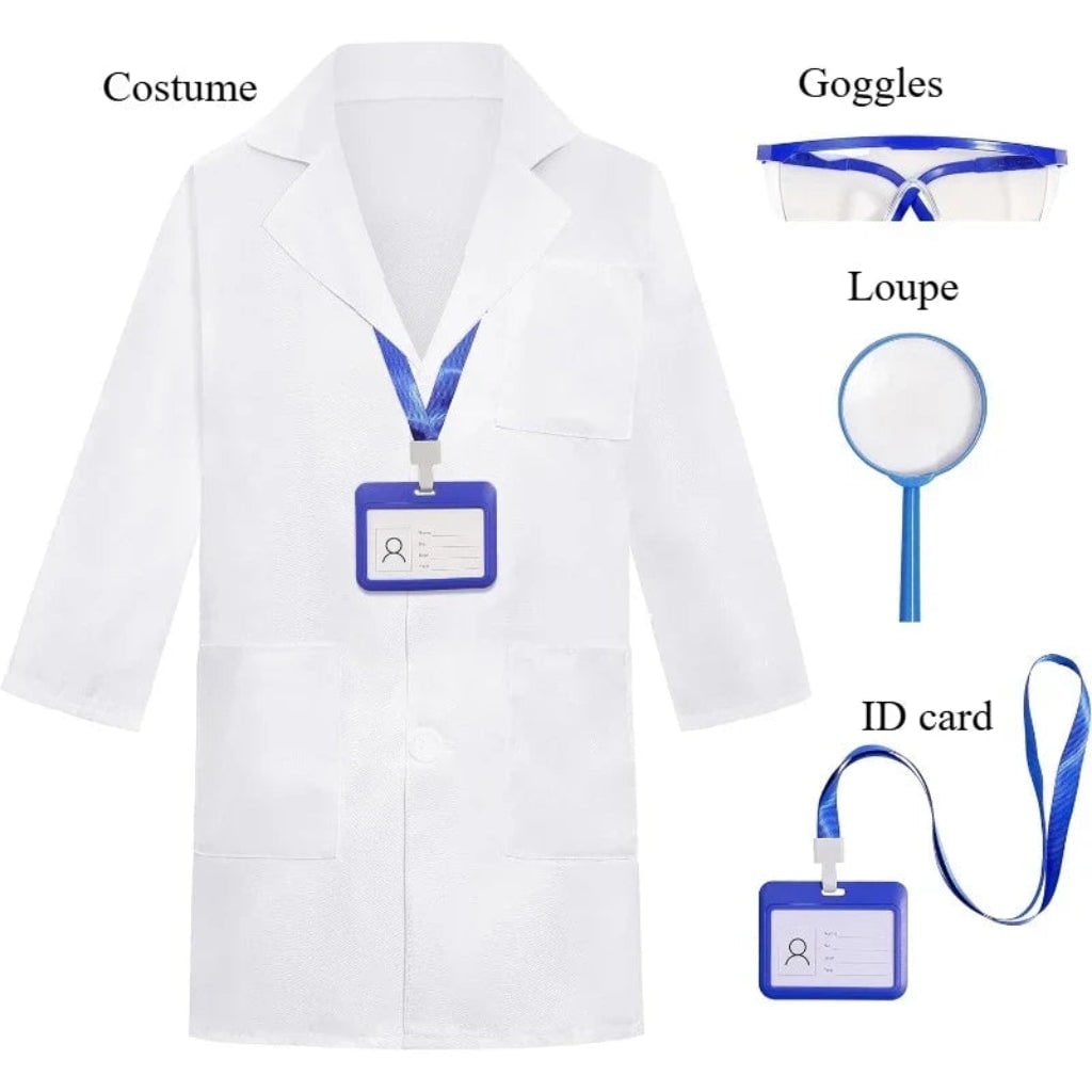 Kids' Halloween Doctor Costume Medical White Coat Set Dress - Image 3
