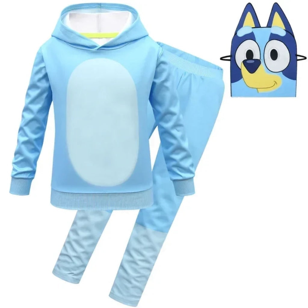 Kids' Halloween Dog Costume with Hoodie Mask Gloves and Tail Sonic Character Dress-Up Set - Image 2