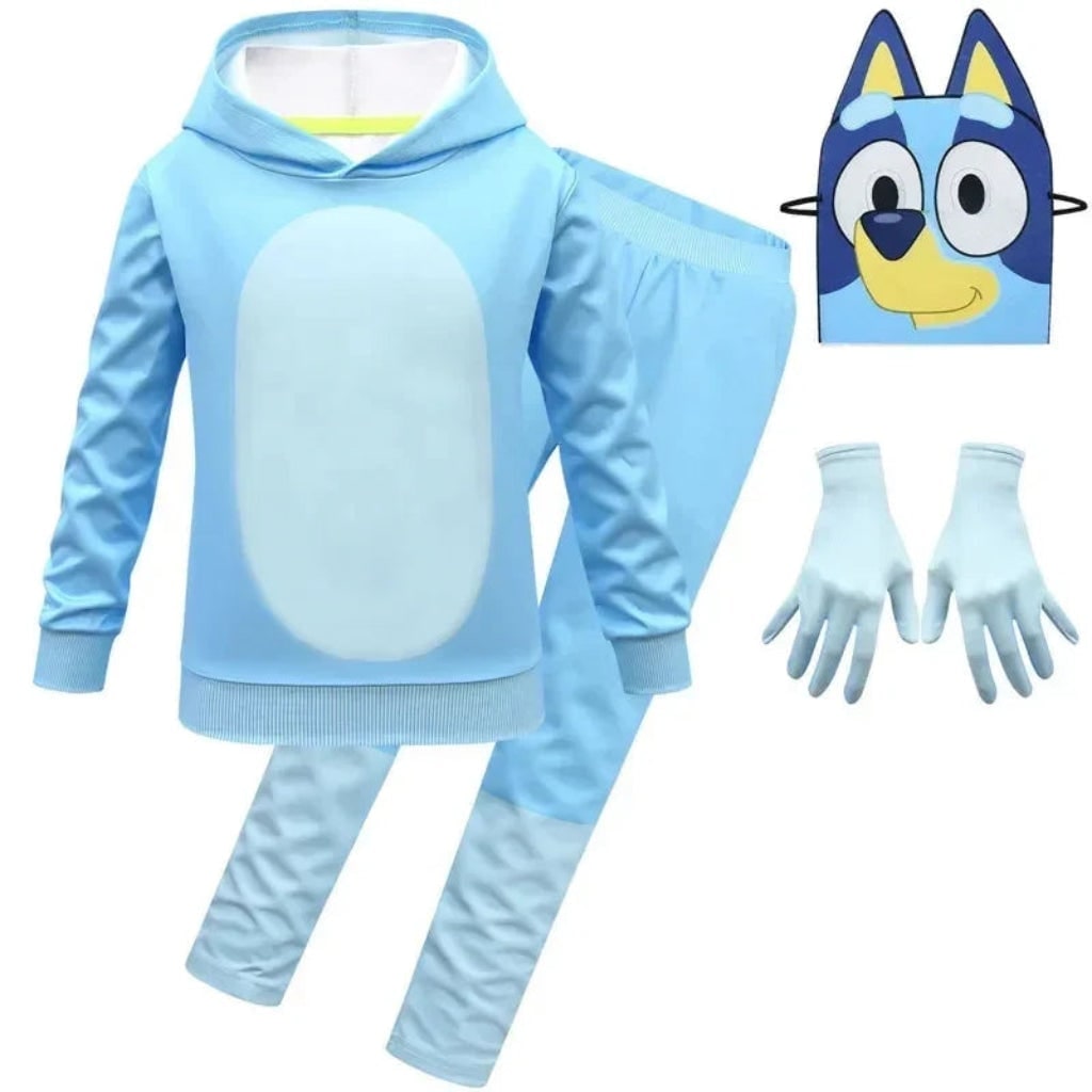 Kids' Halloween Dog Costume with Hoodie Mask Gloves and Tail Sonic Character Dress-Up Set - Image 3