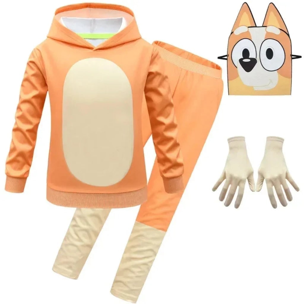 Kids' Halloween Dog Costume with Hoodie Mask Gloves and Tail Sonic Character Dress-Up Set - Image 9
