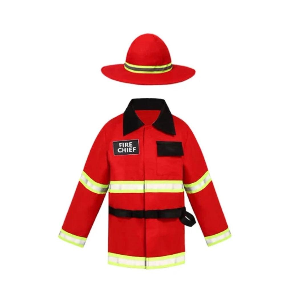 Kids' Halloween Firefighter Costume and Outfit with Hat Jacket Belt Axe and Extinguisher for Dress Up - Image 4