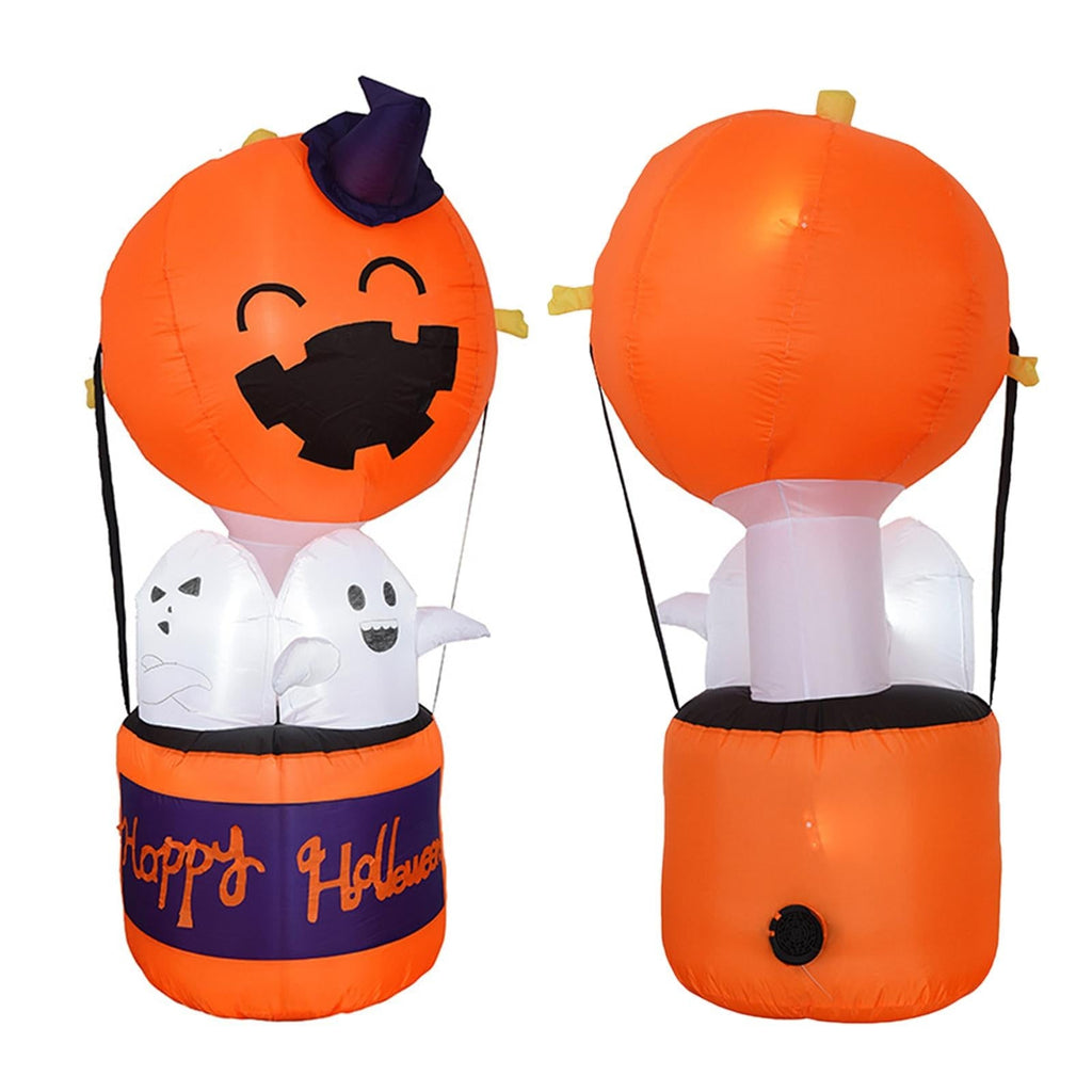 Kids' Halloween Inflatable Pumpkin Hot Air Balloon Decoration with LED Lights for Outdoor Yard Display - Image 4