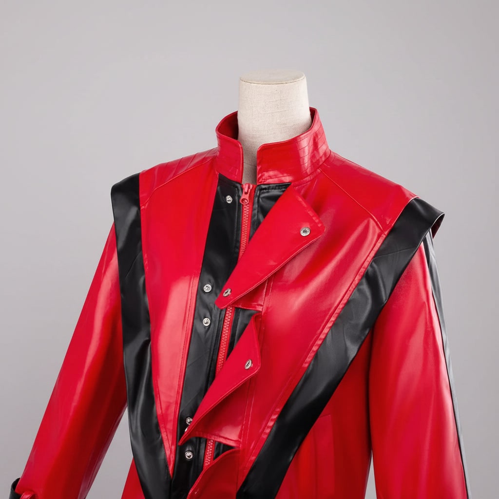 Kids' Halloween Michael Jackson Cosplay Costume Thriller Red Jacket and Pants Set - Image 1