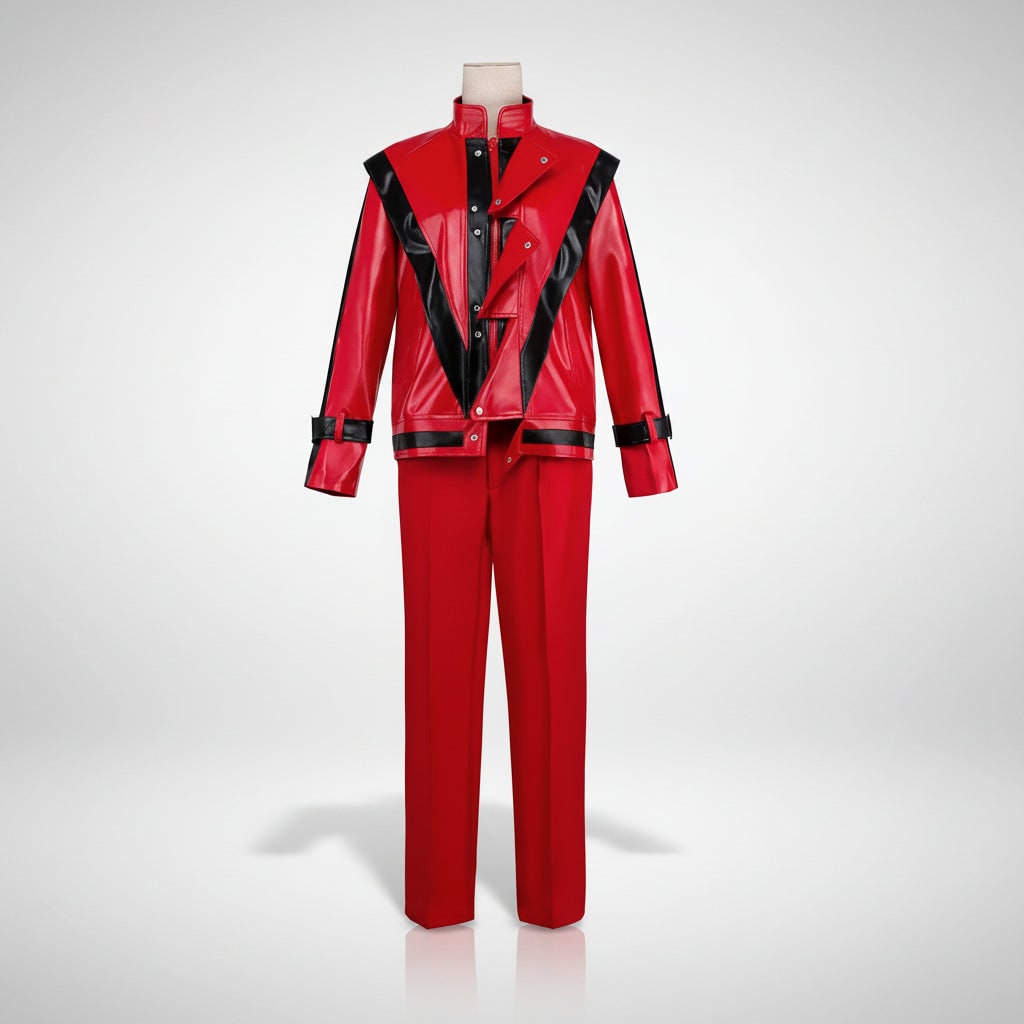 Kids' Halloween Michael Jackson Cosplay Costume Thriller Red Jacket and Pants Set - Image 2