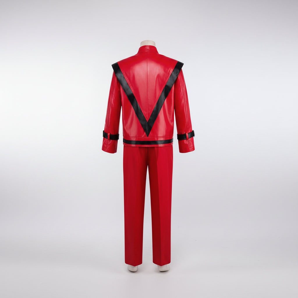 Kids' Halloween Michael Jackson Cosplay Costume Thriller Red Jacket and Pants Set - Image 4