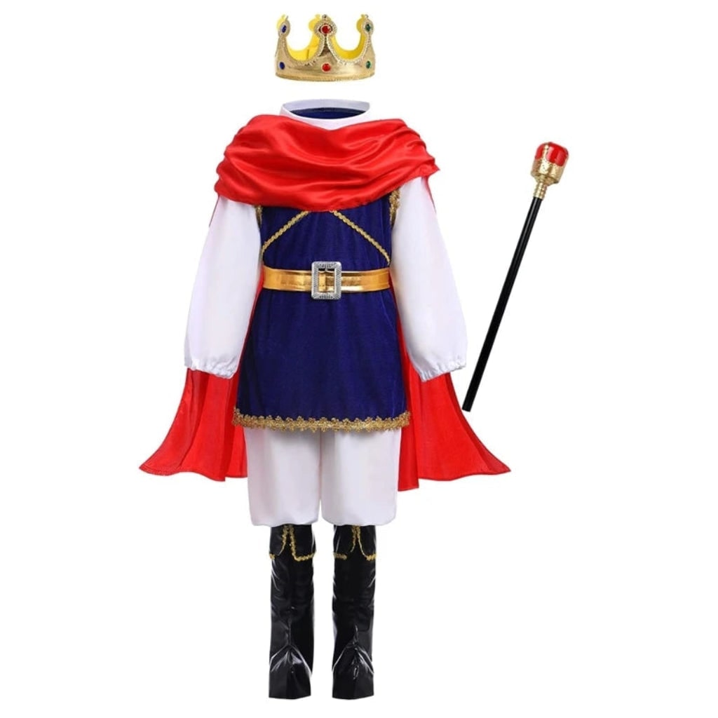 Kids' Halloween Prince Costume Royal Dress Up Set with Crown and Scepter Red Princess Jasmine - Image 5
