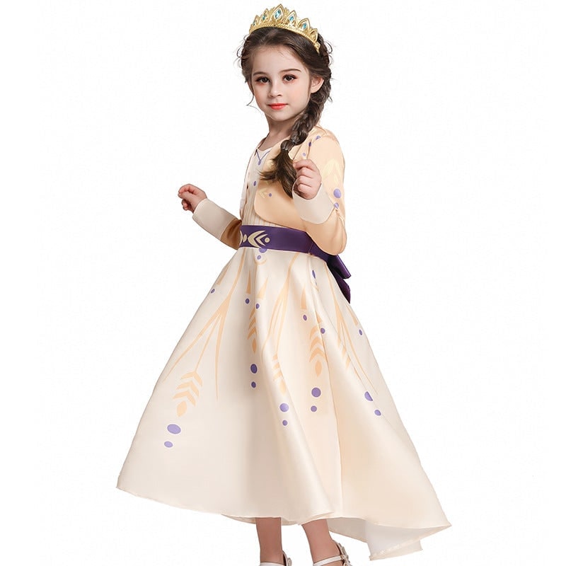 Kids' Halloween Princess Costume Dress with Long Sleeves and Bow - Image 1