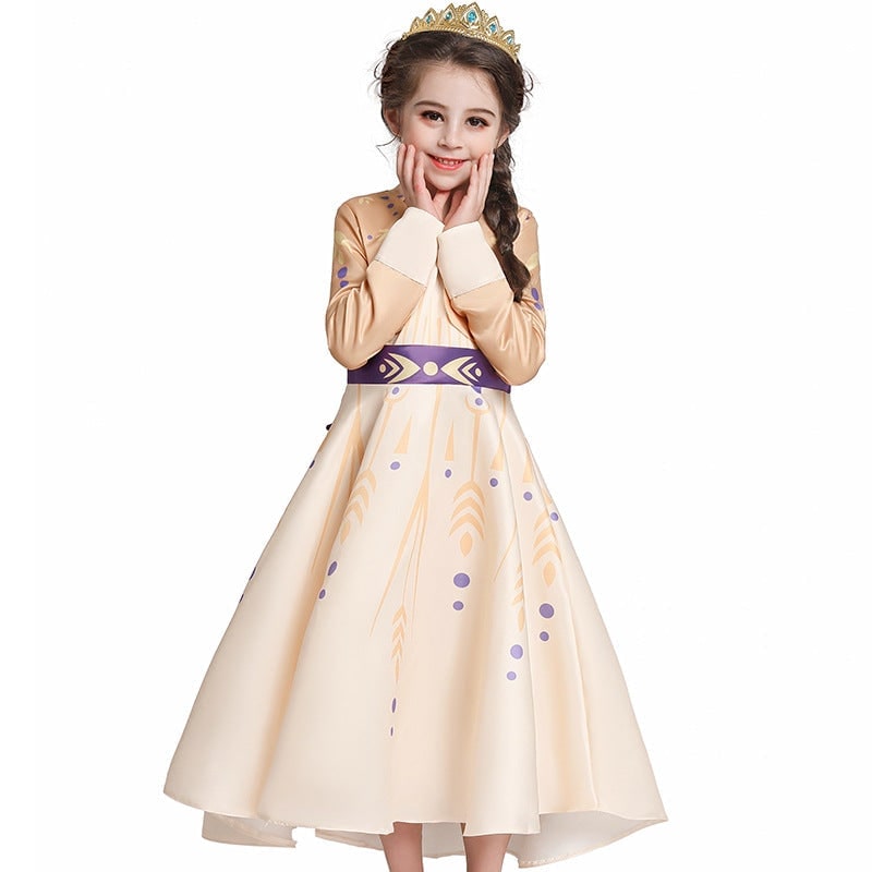 Kids' Halloween Princess Costume Dress with Long Sleeves and Bow - Image 2