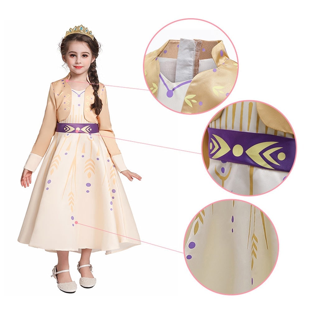 Kids' Halloween Princess Costume Dress with Long Sleeves and Bow - Image 5