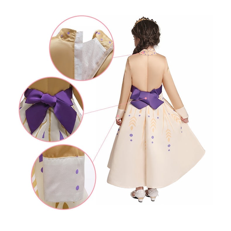 Kids' Halloween Princess Costume Dress with Long Sleeves and Bow - Image 6