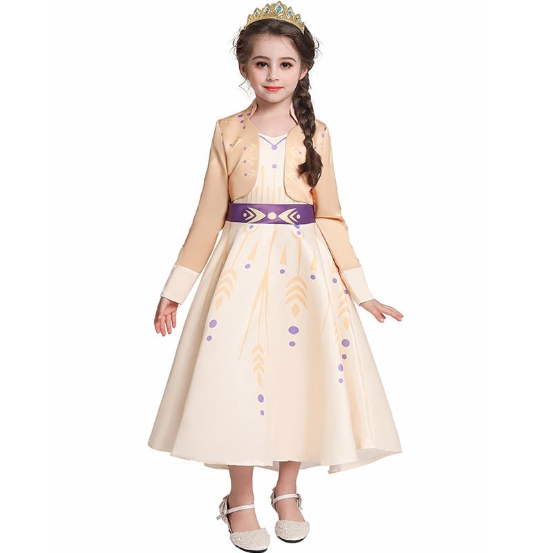 Kids' Halloween Princess Costume Dress with Long Sleeves and Bow - Image 7