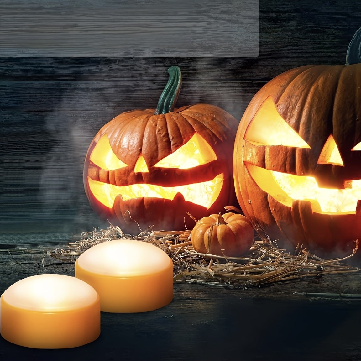 Kids' Halloween Pumpkin Lights Flameless LED Tea with Remote Control for Jack O Lantern Lighted Decor - Image 1