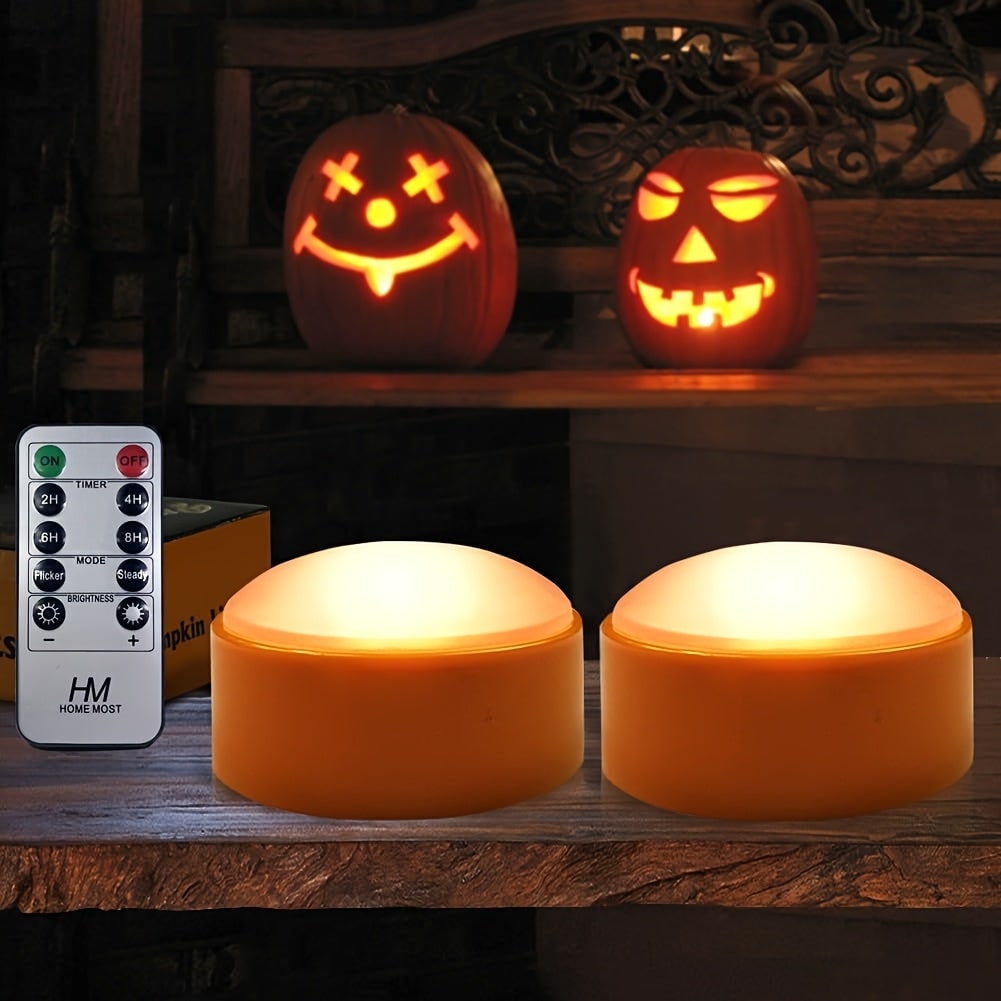 Kids' Halloween Pumpkin Lights Flameless LED Tea with Remote Control for Jack O Lantern Lighted Decor - Image 4