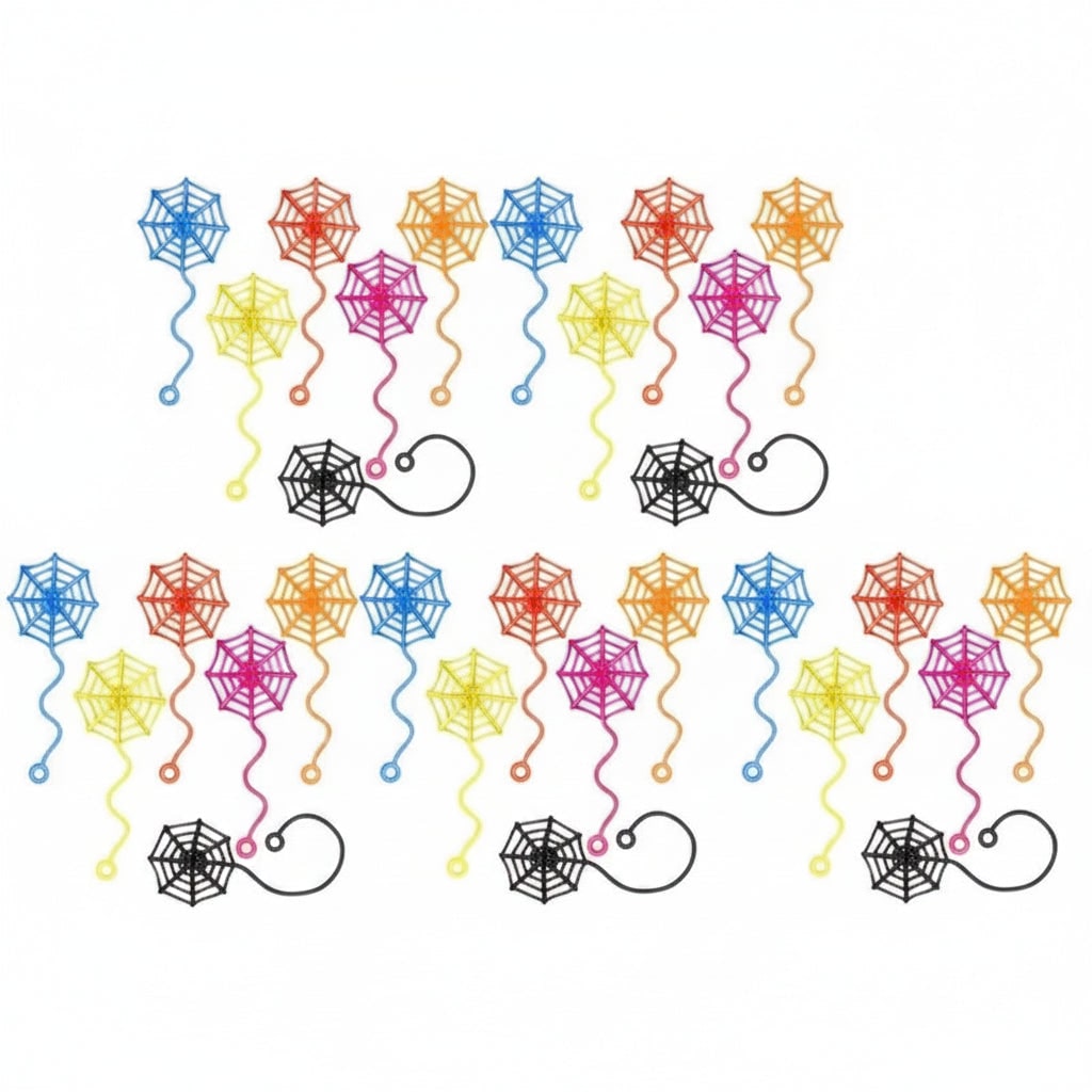 Kids' Halloween Sticky Spiderweb Toy Set Colorful Stretchy Party Decoration - Image 1
