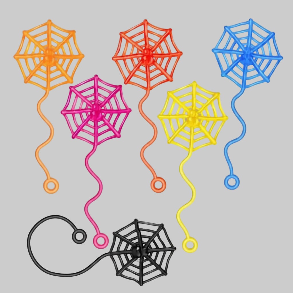 Kids' Halloween Sticky Spiderweb Toy Set Colorful Stretchy Party Decoration - Image 4