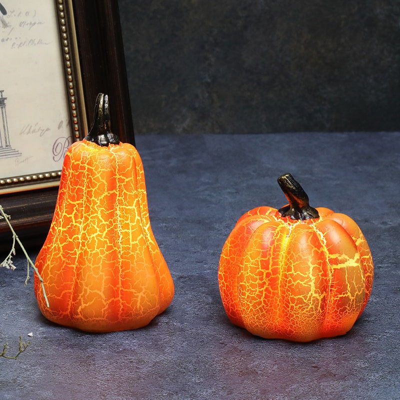 Kids' Jack O Lantern Pumpkin Halloween Decorations LED Lights with Crackle Finish Battery Operated - Image 1
