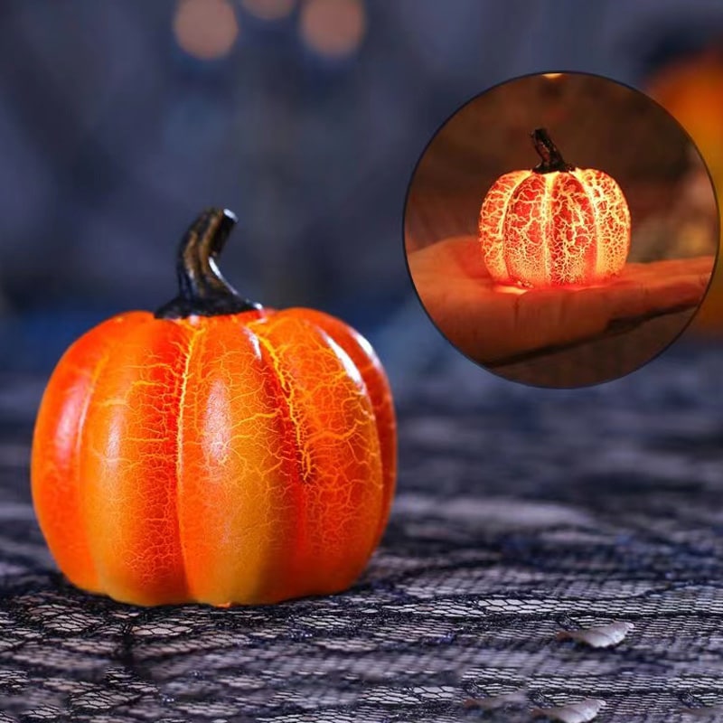 Kids' Jack O Lantern Pumpkin Halloween Decorations LED Lights with Crackle Finish Battery Operated - Image 2