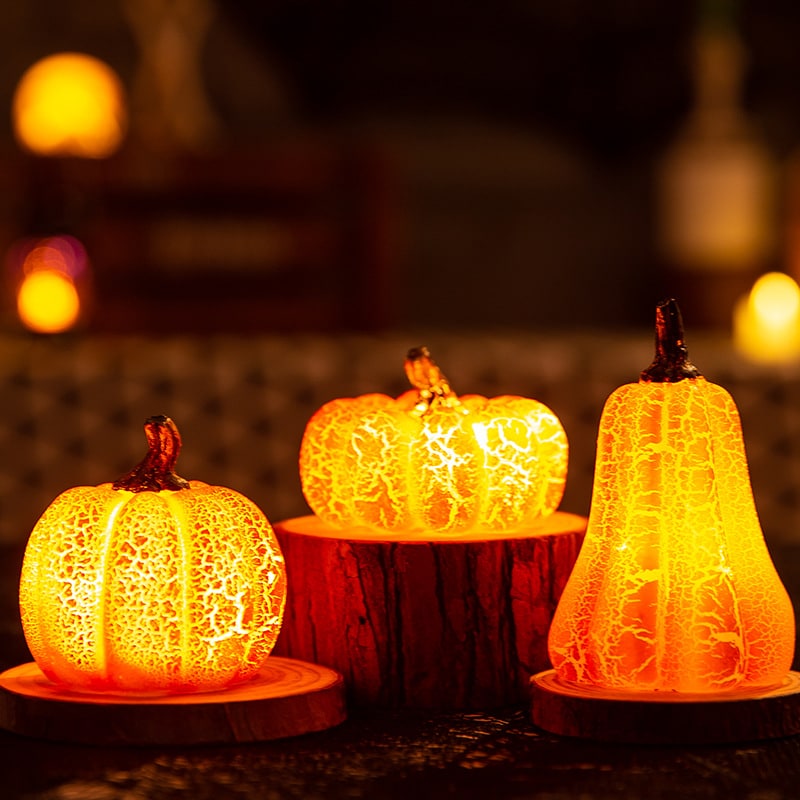 Kids' Jack O Lantern Pumpkin Halloween Decorations LED Lights with Crackle Finish Battery Operated - Image 4