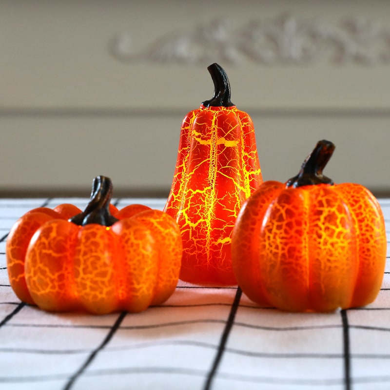 Kids' Jack O Lantern Pumpkin Halloween Decorations LED Lights with Crackle Finish Battery Operated - Image 5