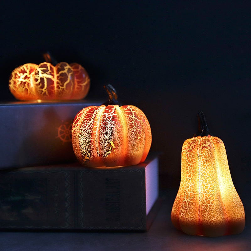 Kids' Jack O Lantern Pumpkin Halloween Decorations LED Lights with Crackle Finish Battery Operated - Image 6