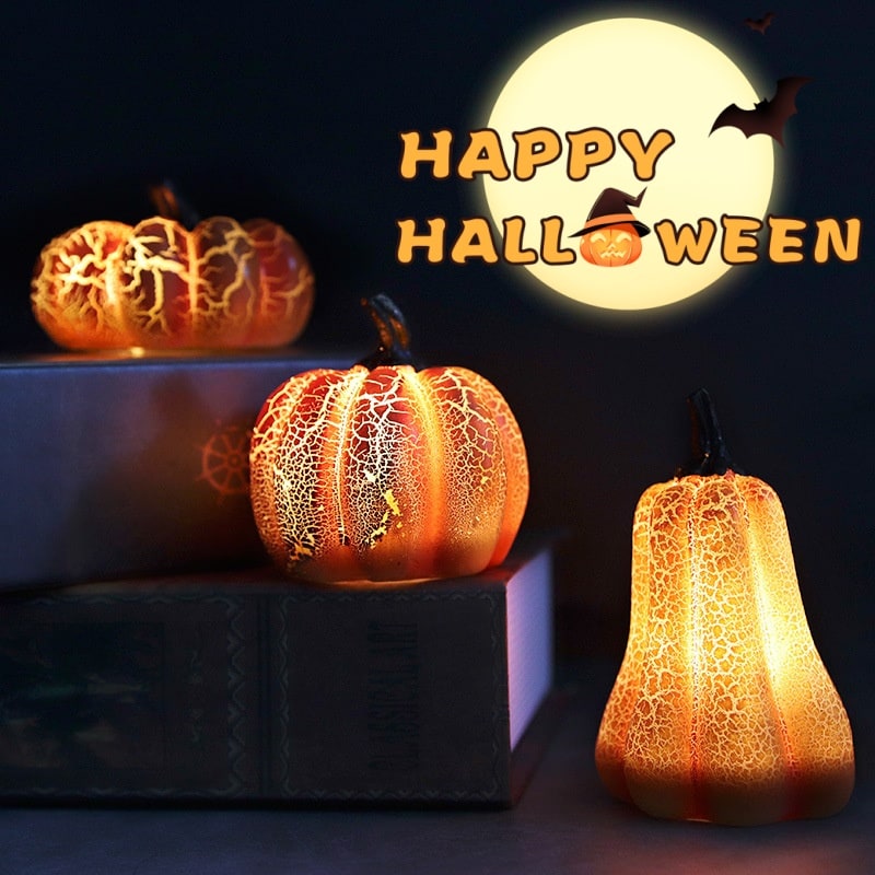 Kids' Jack O Lantern Pumpkin Halloween Decorations LED Lights with Crackle Finish Battery Operated - Image 7