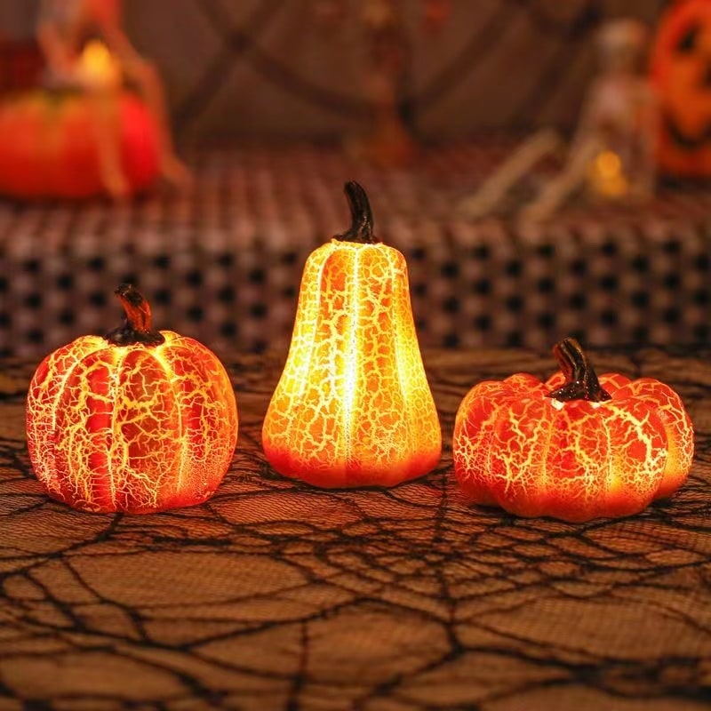 Kids' Jack O Lantern Pumpkin Halloween Decorations LED Lights with Crackle Finish Battery Operated - Image 9
