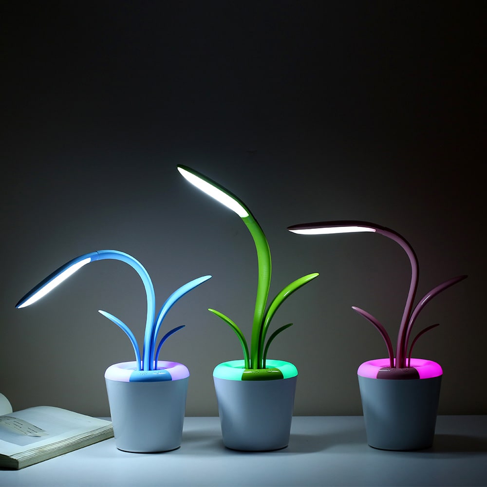 Kids' LED Desk Lamp with Adjustable Short Gooseneck Rechargeable Battery Operated Plant Design - Image 1