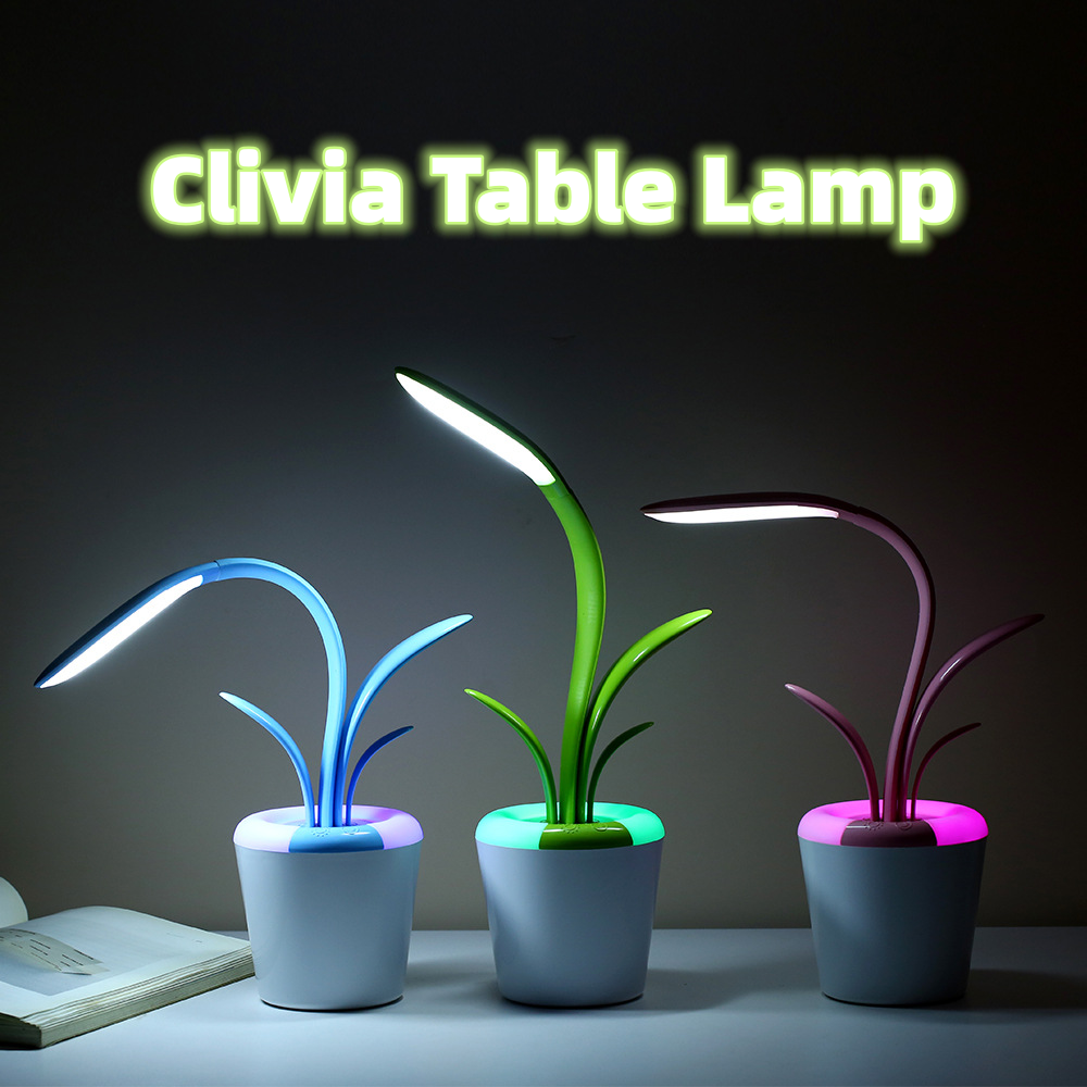 Kids' LED Desk Lamp with Adjustable Short Gooseneck Rechargeable Battery Operated Plant Design - Image 12