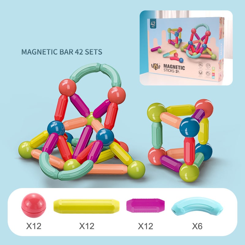 Kids' Magnetic Building Blocks and Sticks with Balls Colorful Construction Toys - Image 4