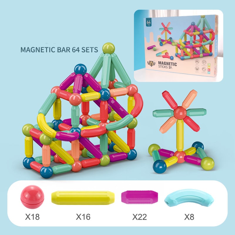 Kids' Magnetic Building Blocks and Sticks with Balls Colorful Construction Toys - Image 5