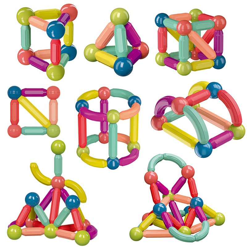 Kids' Magnetic Building Blocks and Sticks with Balls Colorful Construction Toys - Image 8