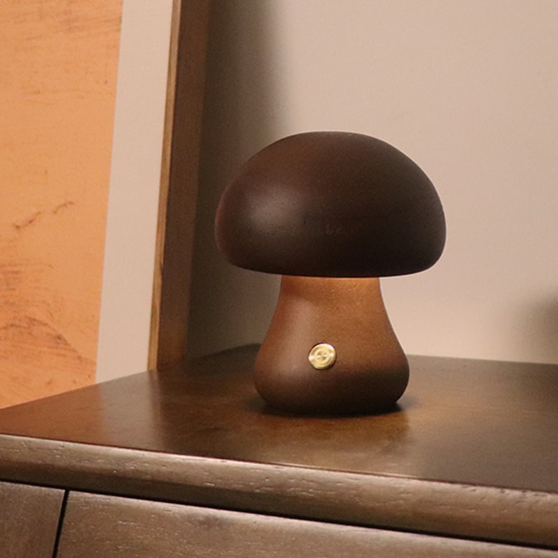 Kids' Mushroom Night Light and Lamp with Touch Switch for Bedroom Bedside Table Rechargeable Wooden LED - Image 11