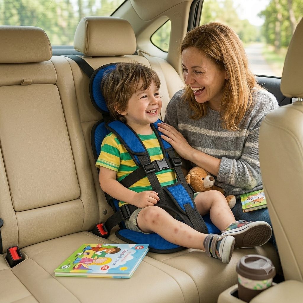 Kids' Rear Facing Car Seat Portable Booster with Rotating Infant Base and Lightweight Travel Design - Image 4