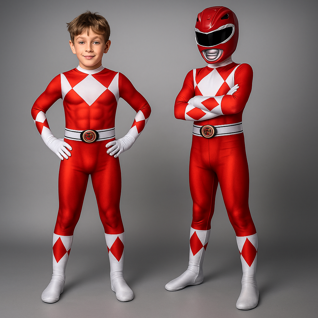 Kids' Superhero Costume Jumpsuit with Full-Head Mask Gloves and Boot Covers - Image 1