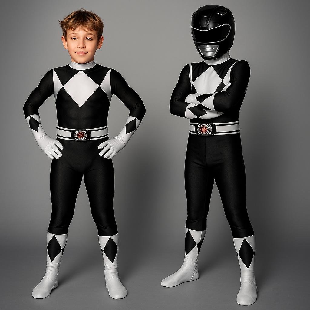 Kids' Superhero Costume Jumpsuit with Full-Head Mask Gloves and Boot Covers - Image 4
